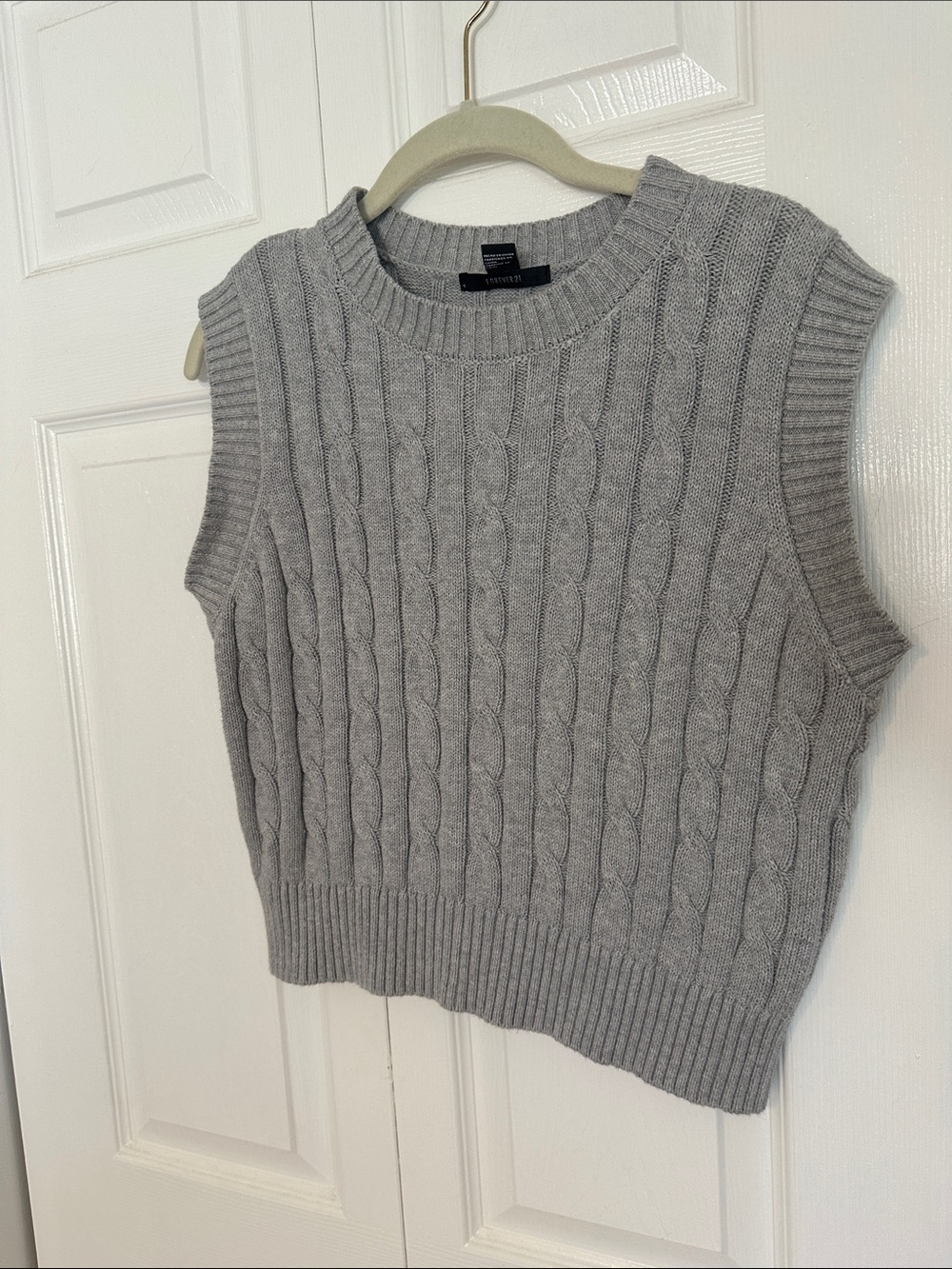Forever 21 Light Gray Cable Knit Sweater Vest